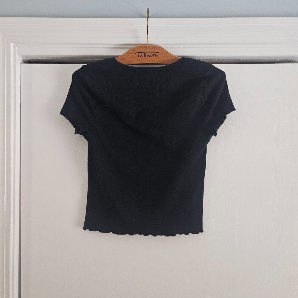 Aeropostale Seriously Soft Ribbed Cropped Shrunken Black Medium Tee - Picture 2 of 7